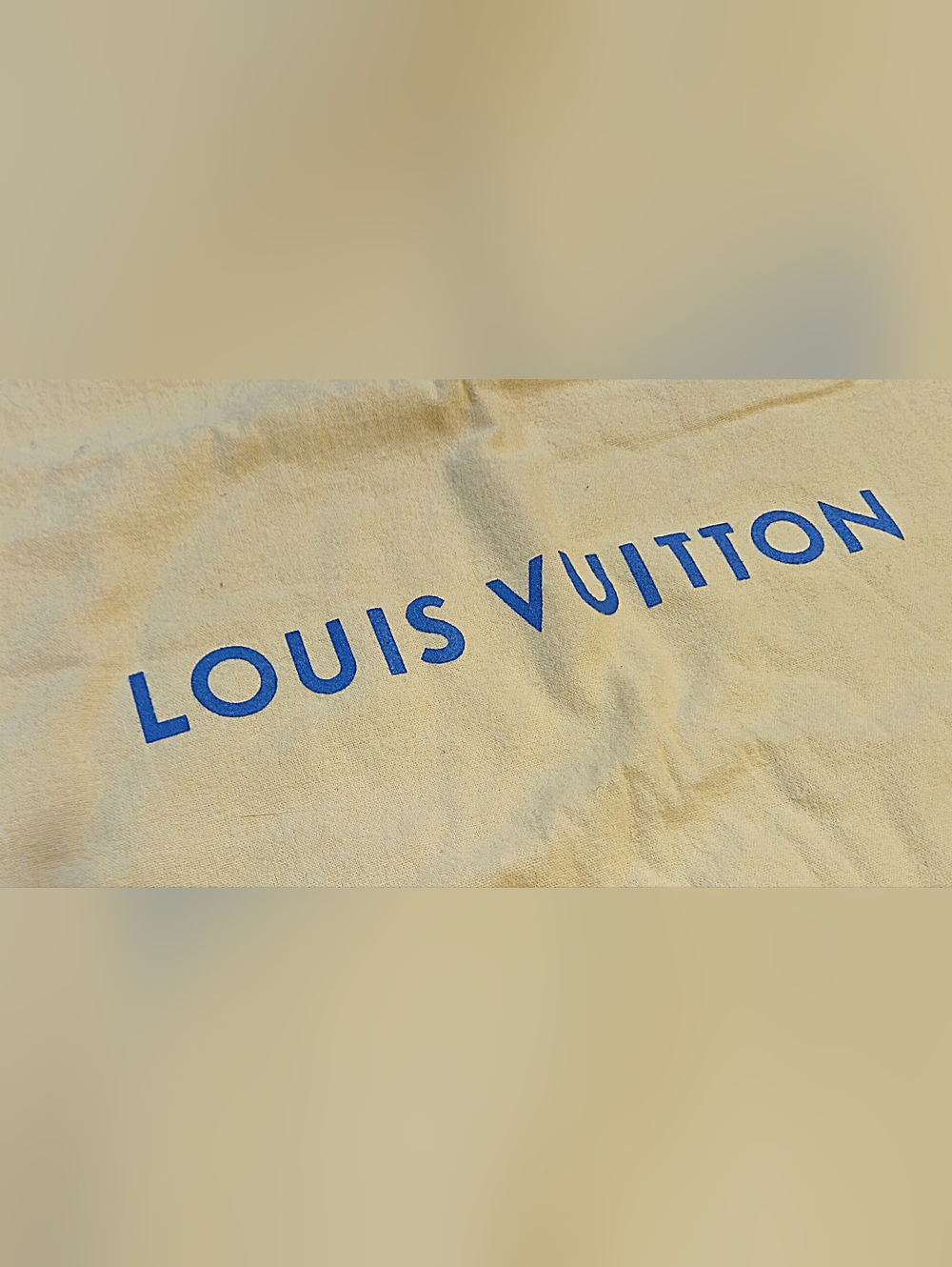 NEW Louis Vuitton Medium Cream Blue Drawstring Dust Bag Handbag Pochette Storage - Picture 3 of 6